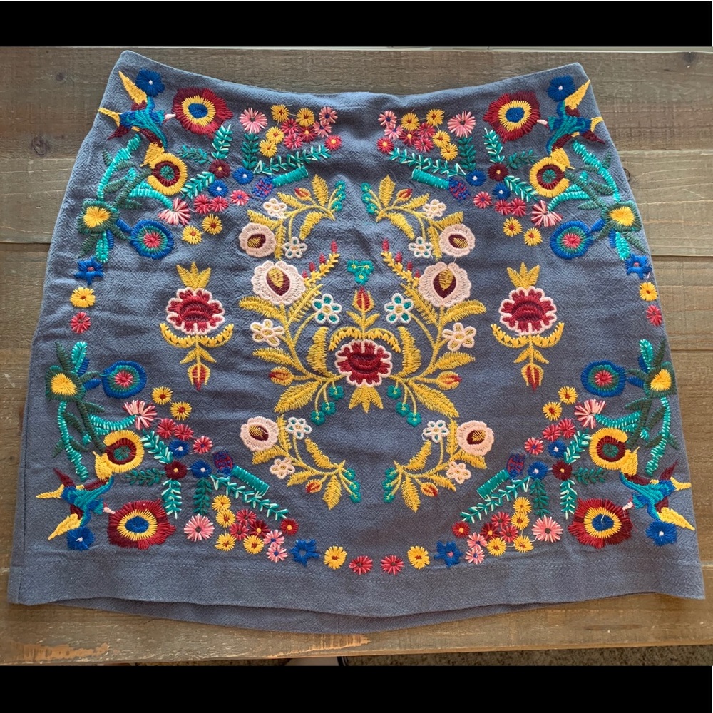 Altar’d State Embroidered Floral Grey Skirt